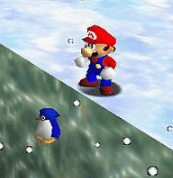 super mario 64 penguin drop
